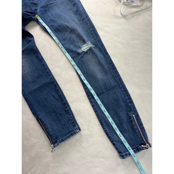3x1 NYC Women Designer Denim Skinny Leg Blue Jeans Ankle Zip Edgy Grunge Punk - Picture 9 of 9
